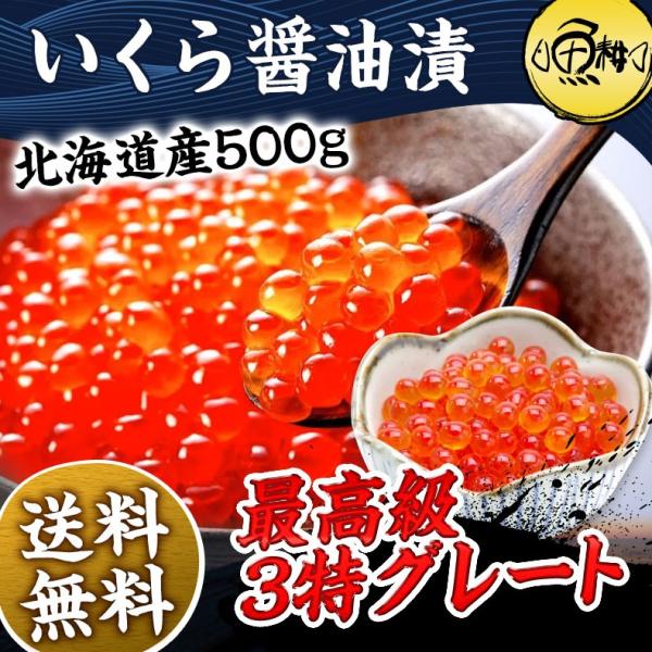 いくら 北海道産 イクラ 醤油漬け 500g 最高級3特グレード 2024年新物 大粒 北海道の新鮮な鮭の卵から作った、トロけるような味わい 【ご飯の友/ご飯のお供/お取り寄せ/グルメ/海鮮/ギフト/贈答用/プレゼント】
