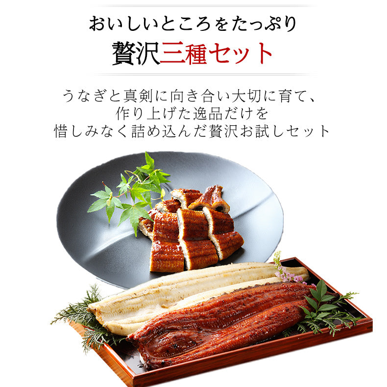 ウナギ 国産 四万十うなぎ 詰合せ 3種類セット 日本最後の清流、四万十川の恵みで育った自慢のウナギ 【うなぎ/鰻/詰め合わせ/国内産/土用の丑/蒲焼き/素焼き/白焼き/贈答/ギフト/プレゼント】