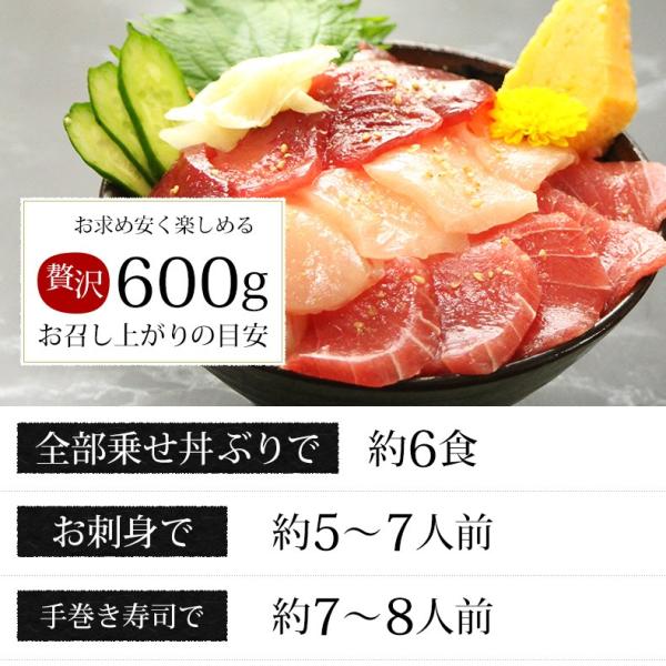 まぐろ御三家食べ比べセット 600g 6人前 刺身 赤身 天然きはだマグロ 天然びんトロマグロ 天然めばちマグロ 養殖でも訳ありでもありません！ 【まぐろ/マグロ/鮪/盛り合わせ/お刺身セット/海鮮丼/トロびんちょう/ギフト/プレゼント/贈答】