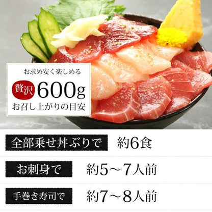 まぐろ御三家食べ比べセット 600g 6人前 刺身 赤身 天然きはだマグロ 天然びんトロマグロ 天然めばちマグロ 養殖でも訳ありでもありません！ 【まぐろ/マグロ/鮪/盛り合わせ/お刺身セット/海鮮丼/トロびんちょう/ギフト/プレゼント/贈答】