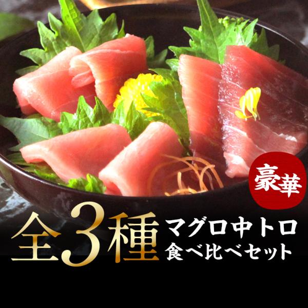 天然本マグロ 中トロ 3種 約2人前 各100g×3個 300g ミナミマグロ 本マグロ めばち鮪 養殖でも訳ありでもありません！血合い処理済み可食部100％ 【天然/本鮪/黒マグロ/メバチ/まぐろ/鮪】【お取り寄せ/グルメ/海鮮/母の日/ギフト/食べ物/プレゼント/贈答】