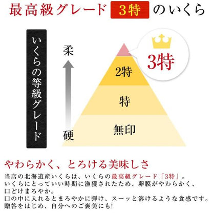 いくら 北海道産 イクラ 醤油漬け 500g 最高級3特グレード 2024年新物 大粒 北海道の新鮮な鮭の卵から作った、トロけるような味わい 【ご飯の友/ご飯のお供/お取り寄せ/グルメ/海鮮/ギフト/贈答用/プレゼント】