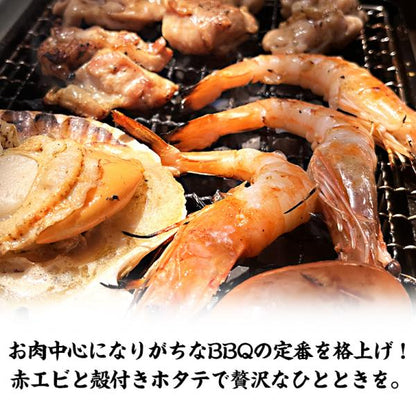 海鮮バーベキューセット 2種 20品 約4～5人前 BBQ 冷凍 【海鮮/バーベキュー/キャンプ/海鮮焼き/鉄板焼き/食材/魚/貝/海産物/鍋/海鮮鍋セット/海鮮セット/寄せ鍋/ホームパーティー/お取り寄せ】【赤えび/エビ/海老/ほたて/ホタテ/帆立/殻付き】